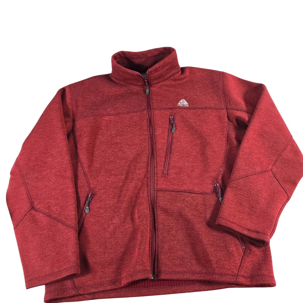 Nike ACG Mens Full Zip Fleece Jacket Red Waffle Grid ACGM0001 Size L